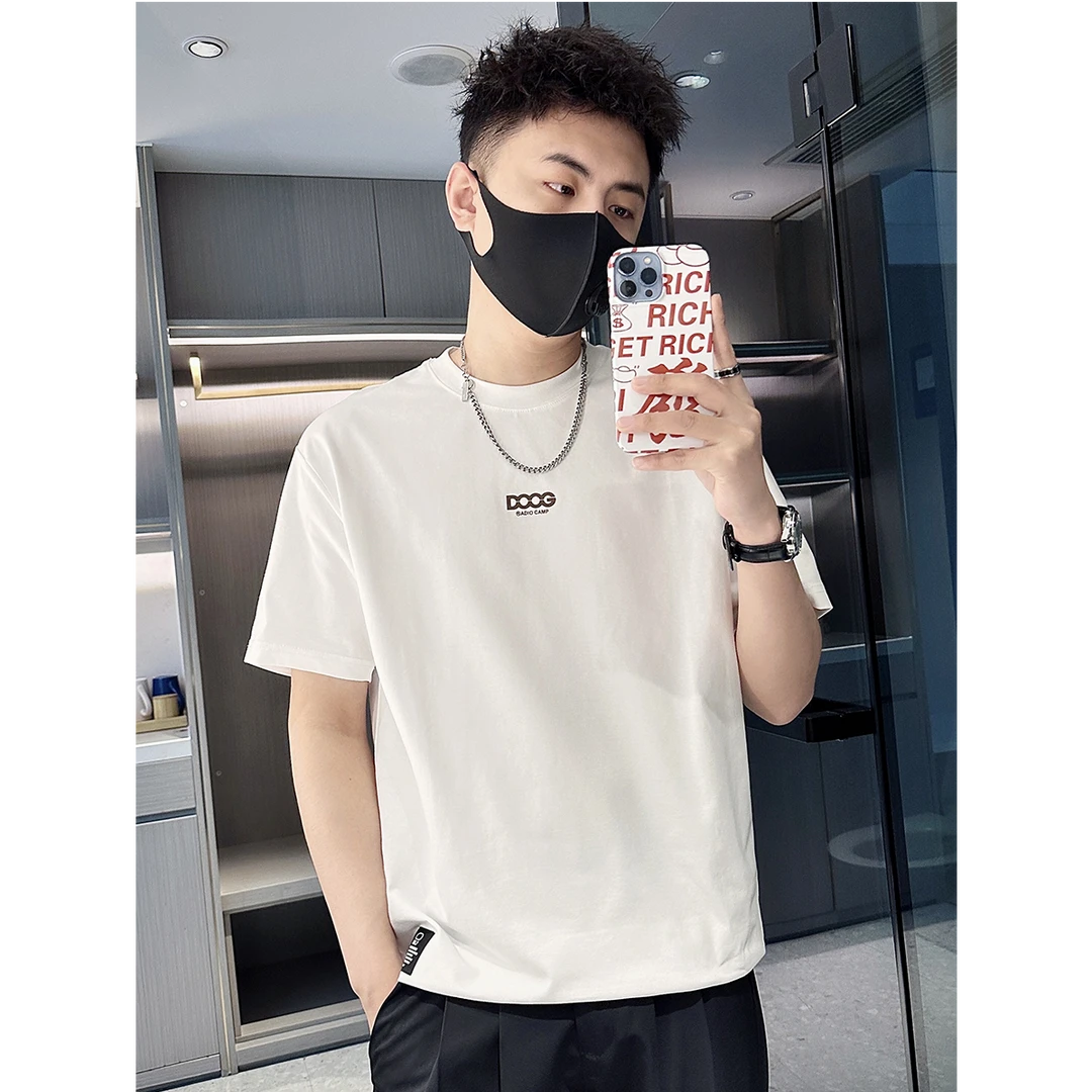 夏季纯棉短袖t恤男士百搭简约超火体恤2025新款高端潮牌半袖衣服