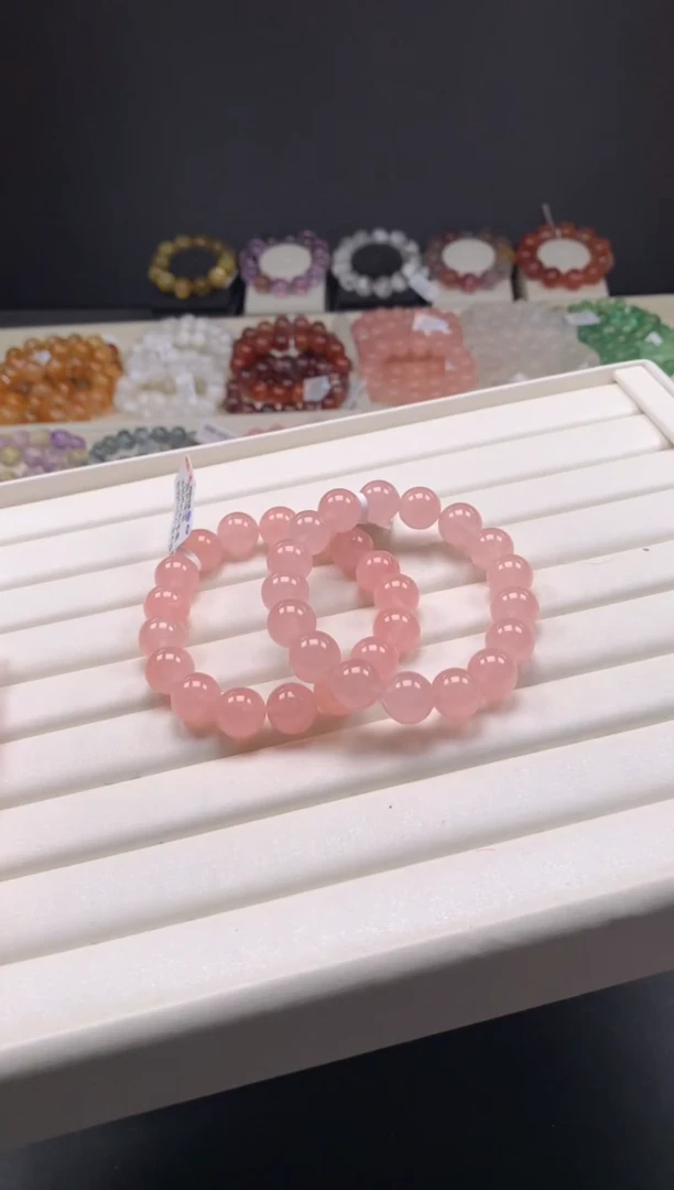 【闪购商品】水晶手链未镶嵌西柚粉12MM。A95