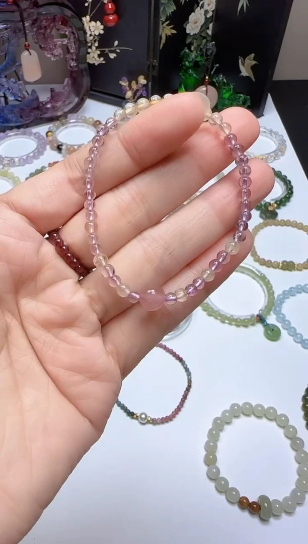 未镶嵌手链水晶金发晶配紫水