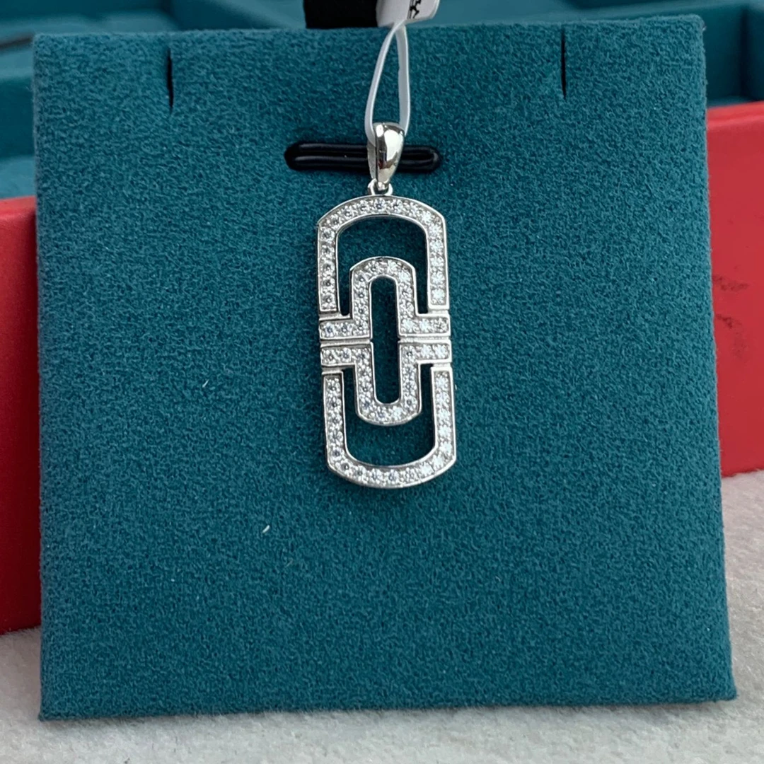 铂金镶嵌回形针吊坠