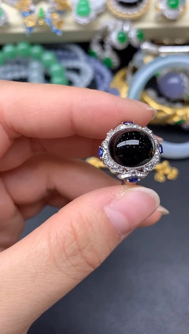 18K金镶嵌戒指翡翠274-雪姐翡翠天天见