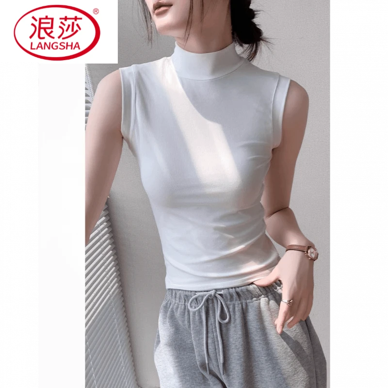 浪莎纯色背心上遮副乳春夏半高领内搭2025女无袖新款配西显瘦