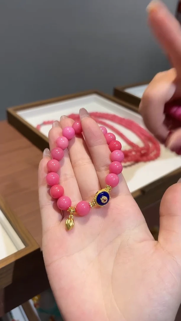 未镶嵌菱锰矿（红纹石）手绳DIY款S962