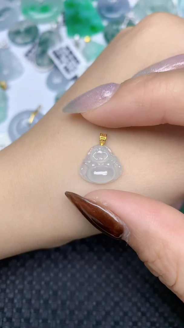 颈饰18K金镶嵌翡翠天然缅甸翡翠a货百元以上9元证书费自理