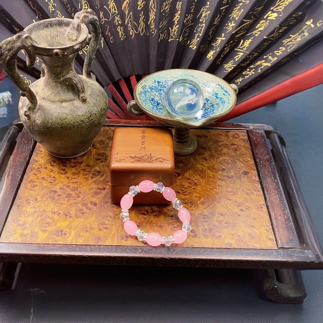 P021粉水晶椭圆珠系列单圈手串（多样性发其一）