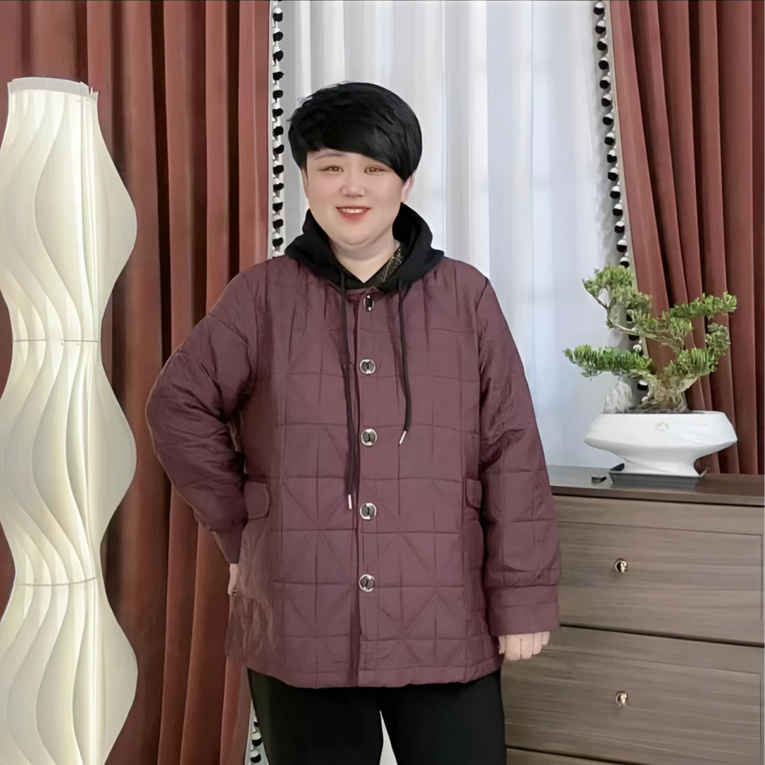 冬季新款1272大码女装连帽时尚百搭休闲宽松加厚保暖中老年外套