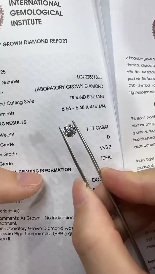 裸石实验室培育钻石@ 1.11ct 先鉴赏，再定制！