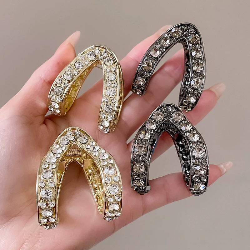 点砚新款精致水钻抓夹发量少半扎发发夹女短发过度期固定方便夹子