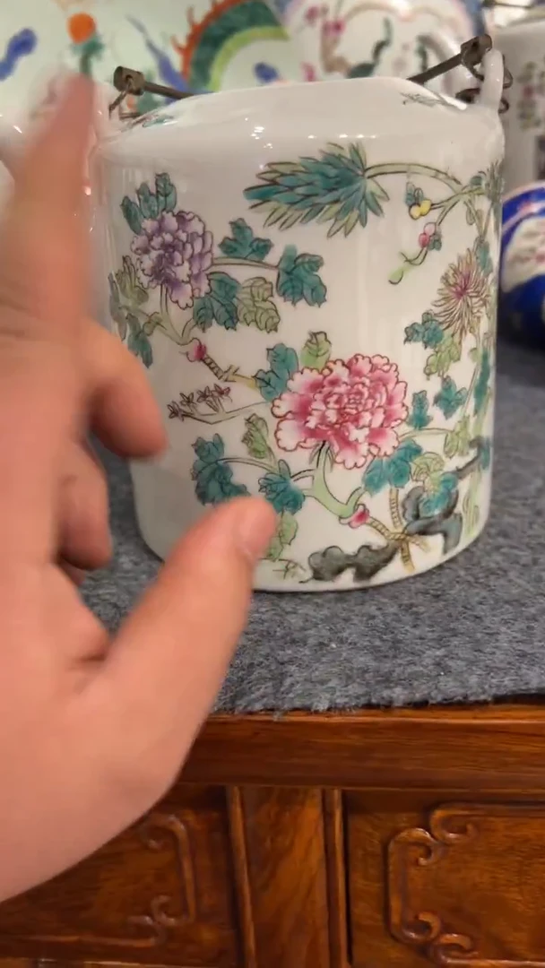 摆件瓷摆件瓷摆件四季花卉大水壶