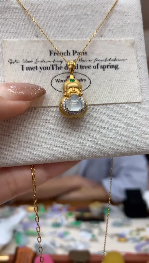 套链18K金镶嵌翡翠佛公