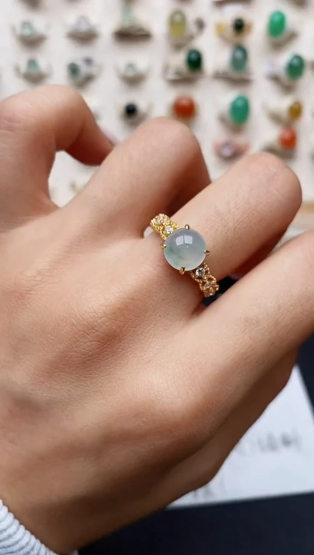 【闪购商品】翡翠戒指银S925镶嵌缅甸翡翠