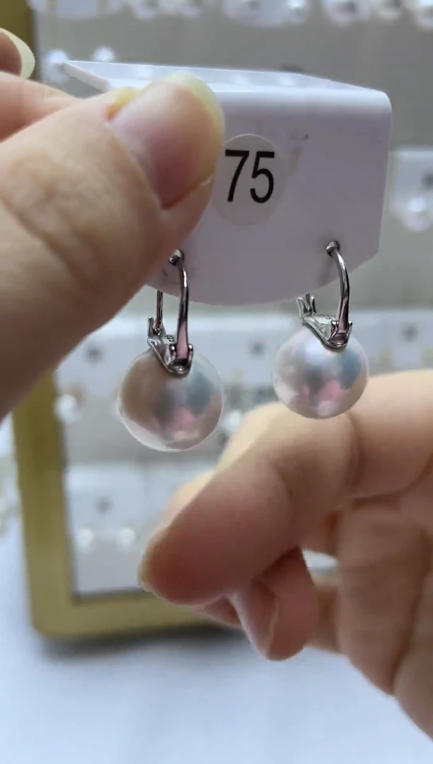 银S925镶嵌耳饰淡水珍珠75