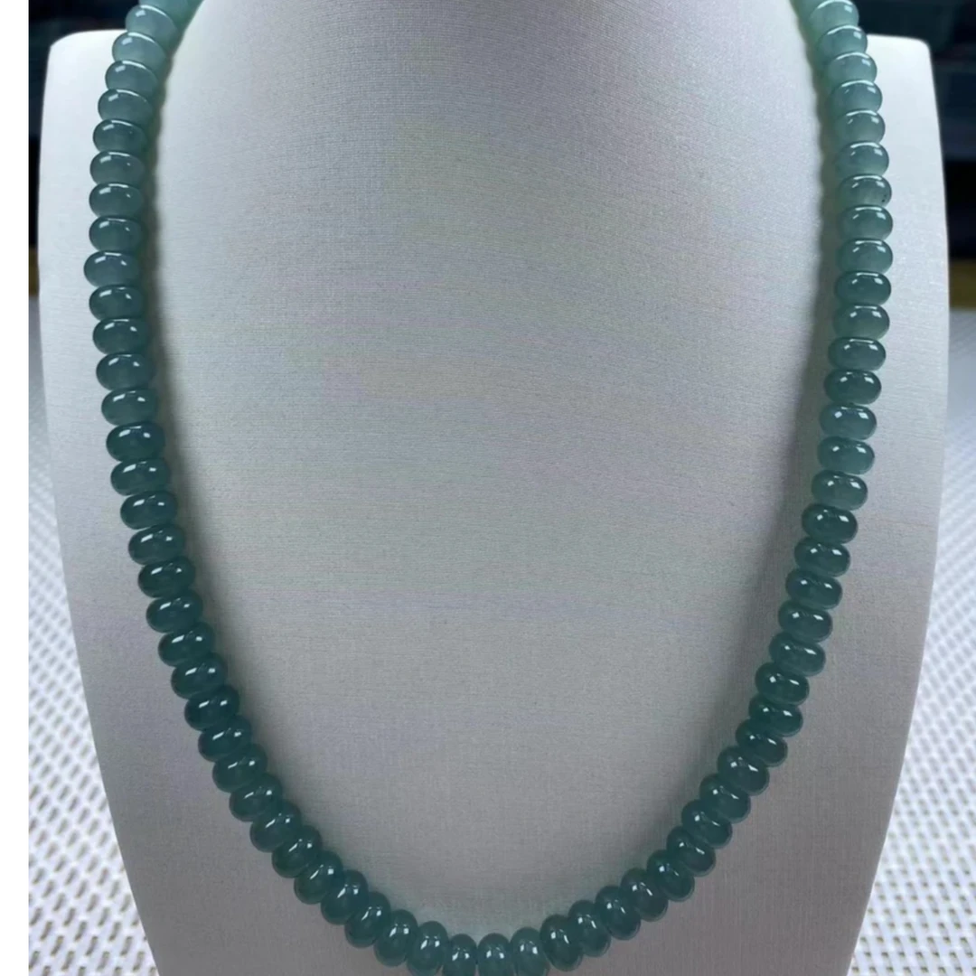 F361湖水蓝8mm算盘珠项链多样性发其一
