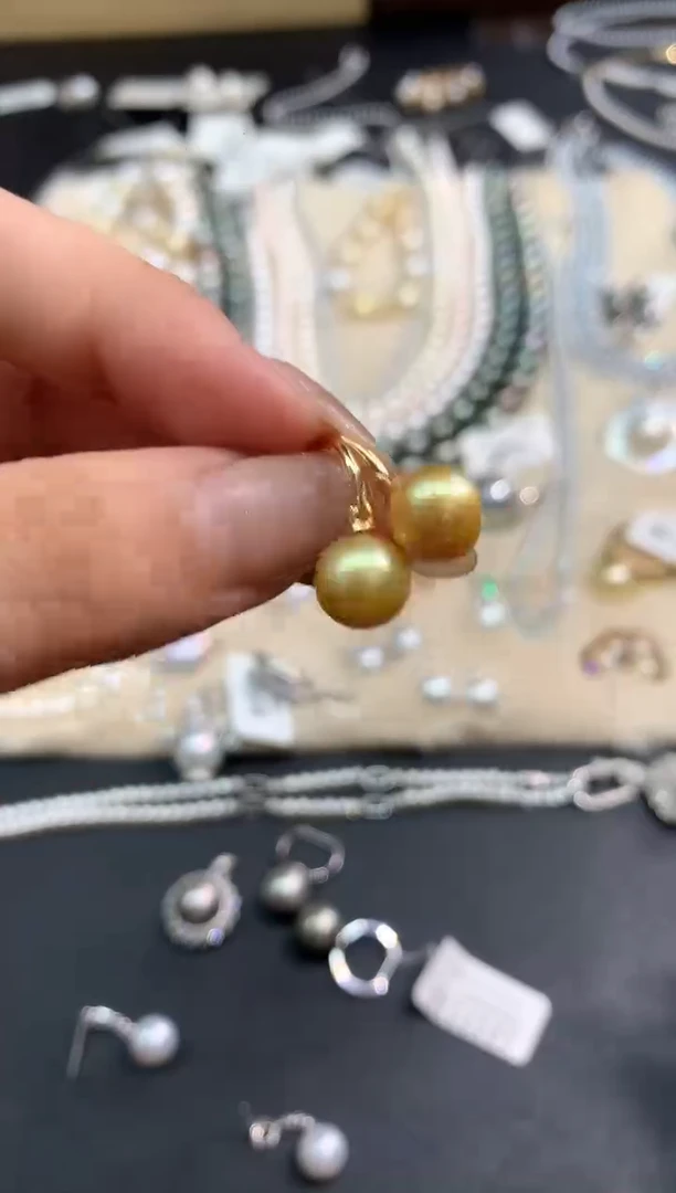 18K金镶嵌耳饰海水珍珠E598|多样性发货一件|4500
