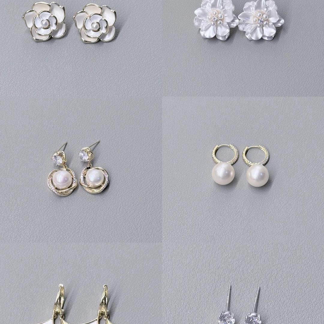 铜合金合成锆石耳饰 （过款孤链接）铜合金耳饰耳环小众百搭