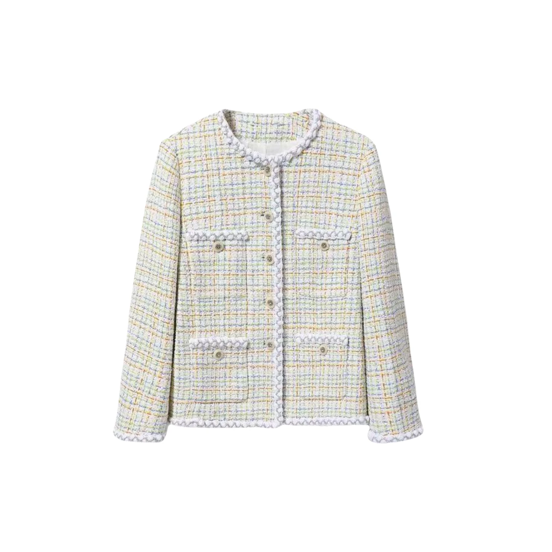 高版本断码【香榭假日】新款重磅粗花呢手工坊制时尚气质小香外套