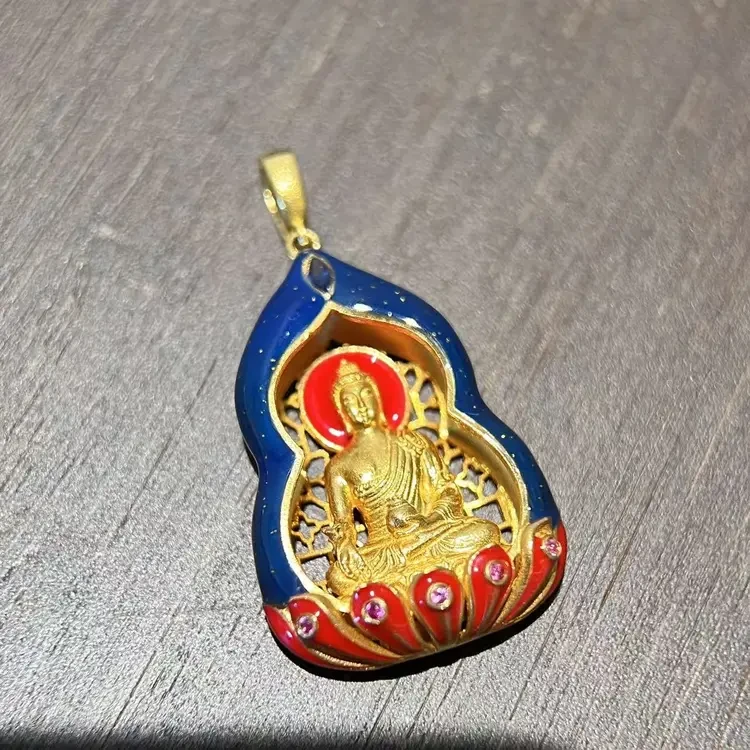 五台【歪歪】（素金）药师佛18K金吊坠双十一活动（多样性发一）X-H8926
