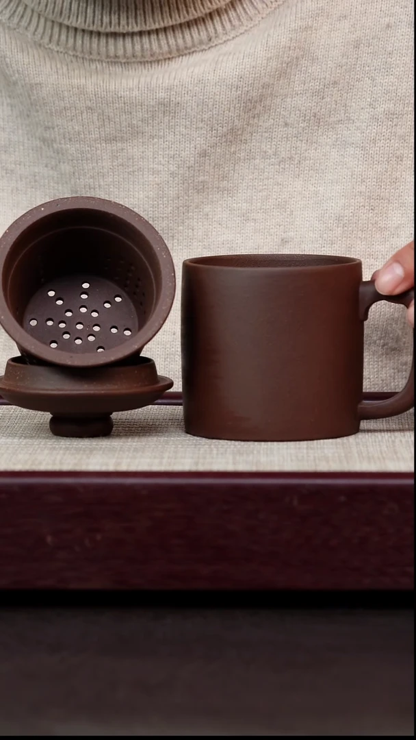 茶杯紫砂紫泥三件套小号