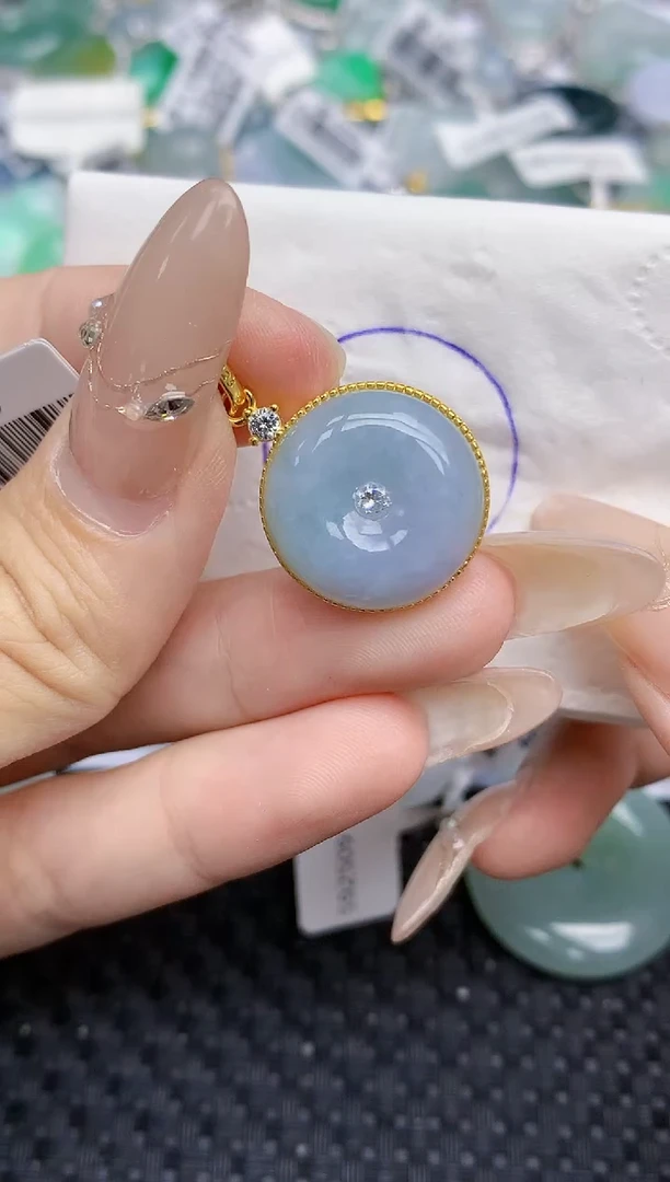 颈饰银S925镶嵌翡翠66   天然翡翠A货  百元以上9米证书费自理