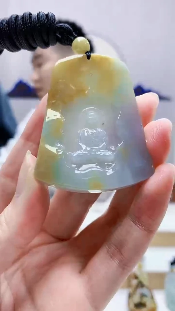 未镶嵌定制翡翠5028zm-毛货挂件佛观天下60