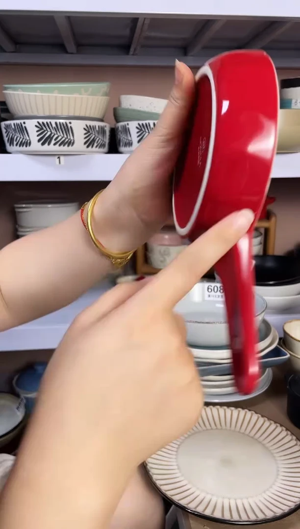 碗微瑕（2个装）红色手柄盘