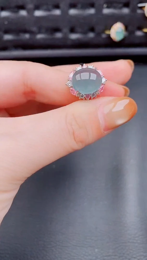 【闪购商品】翡翠戒指银S925镶嵌天然a货翡翠573