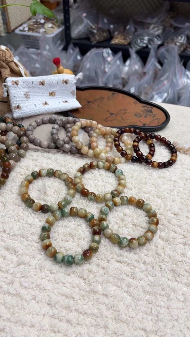 菩提根/象牙果手串14水磨龙井（507）