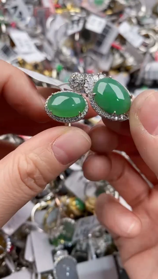 银S925镶嵌戒指翡翠555   4