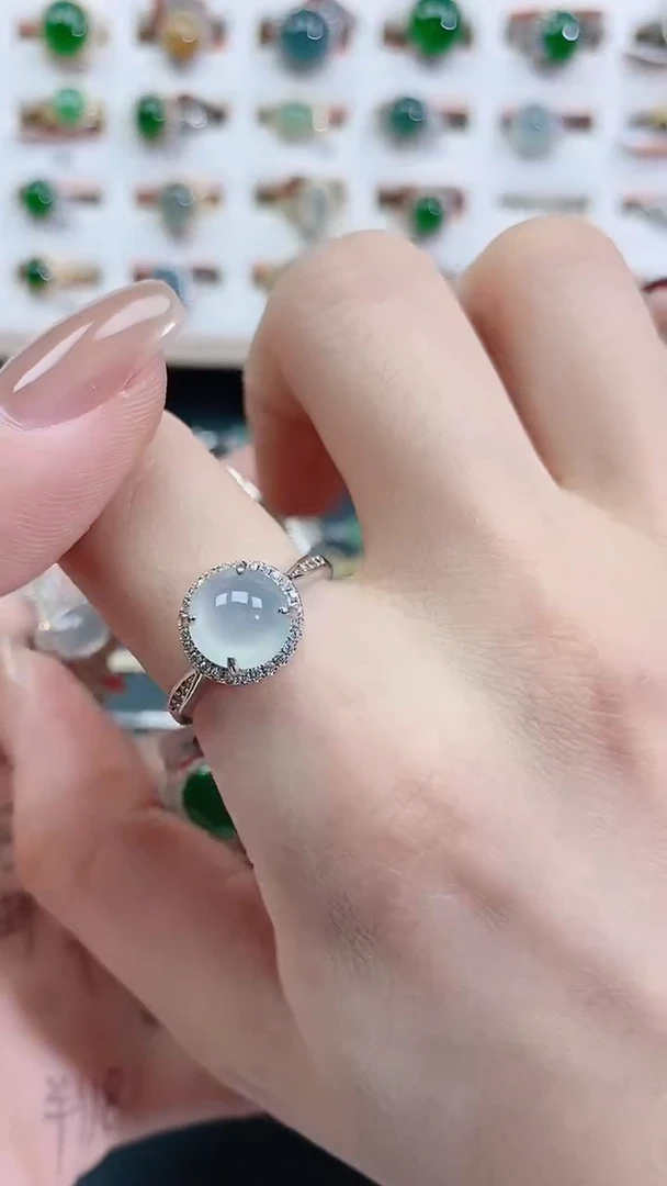 银S925镶嵌戒指翡翠天然翡翠