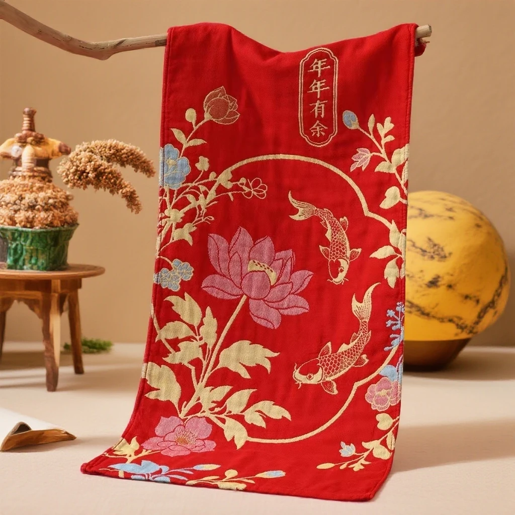 2条装全棉高档红色35*75大毛巾成人面巾擦脸巾洗脸巾不掉色 年款