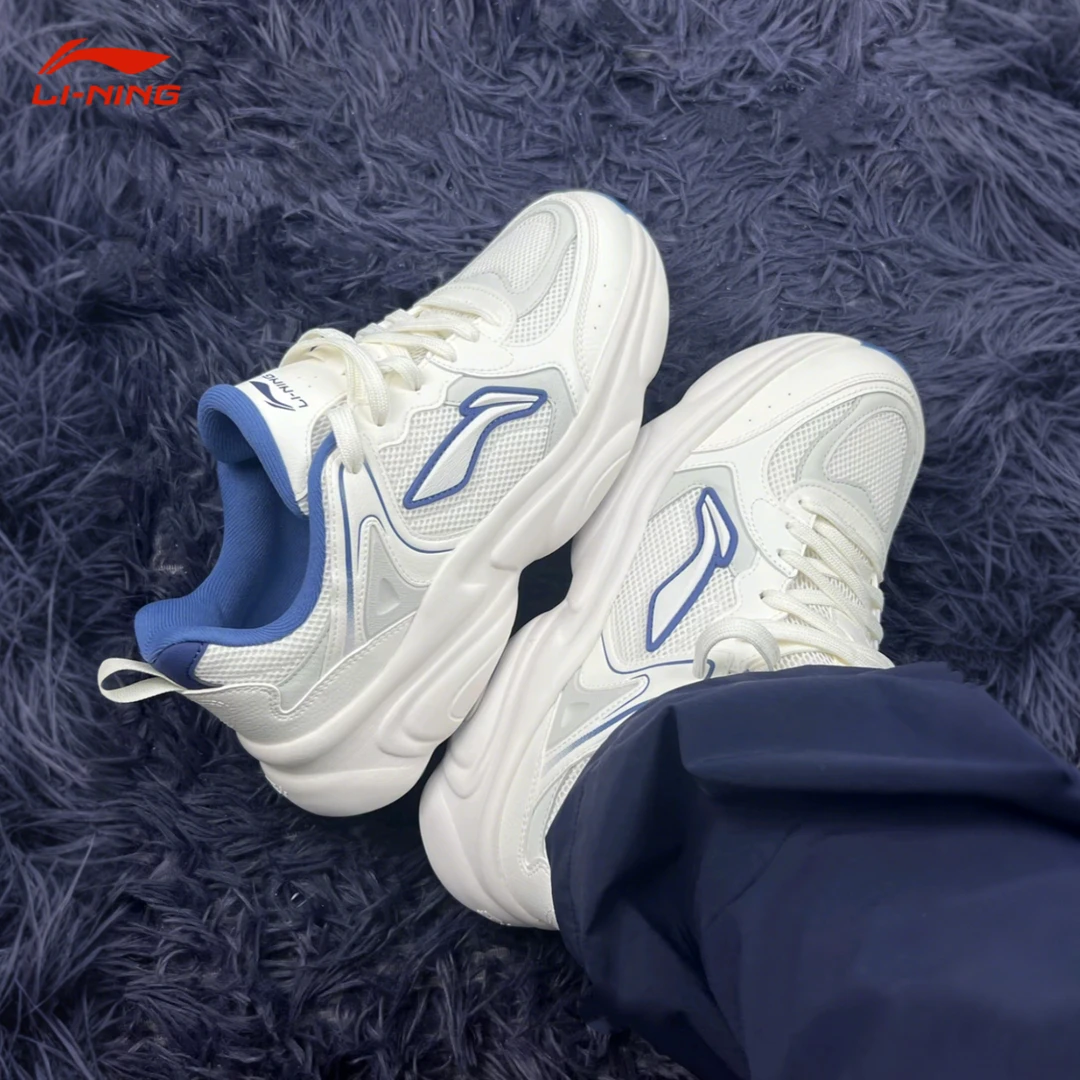 李宁奶椰男鞋休闲鞋网面透气舒适软弹时尚百搭小白鞋厚底潮流鞋子