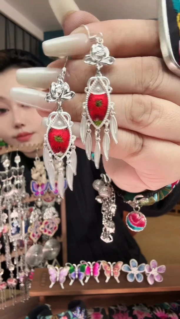 刺绣纯手工民族风刺绣耳环