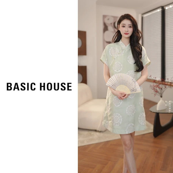 Basic House/百家好欧若新中式改良中国风桑蚕丝短款旗袍B5M822