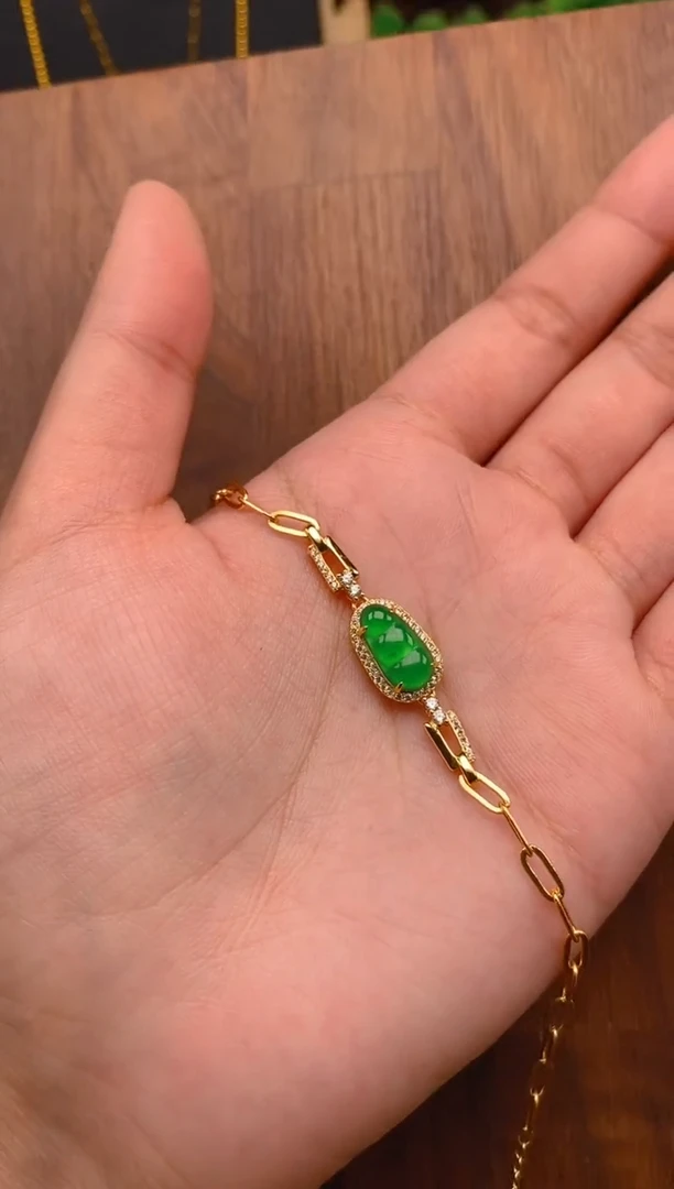 【闪购商品】翡翠手链银S925镶嵌豆子手链