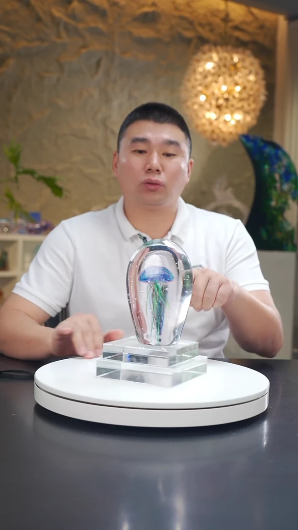 金红蓝色气泡水母摆件+底座
