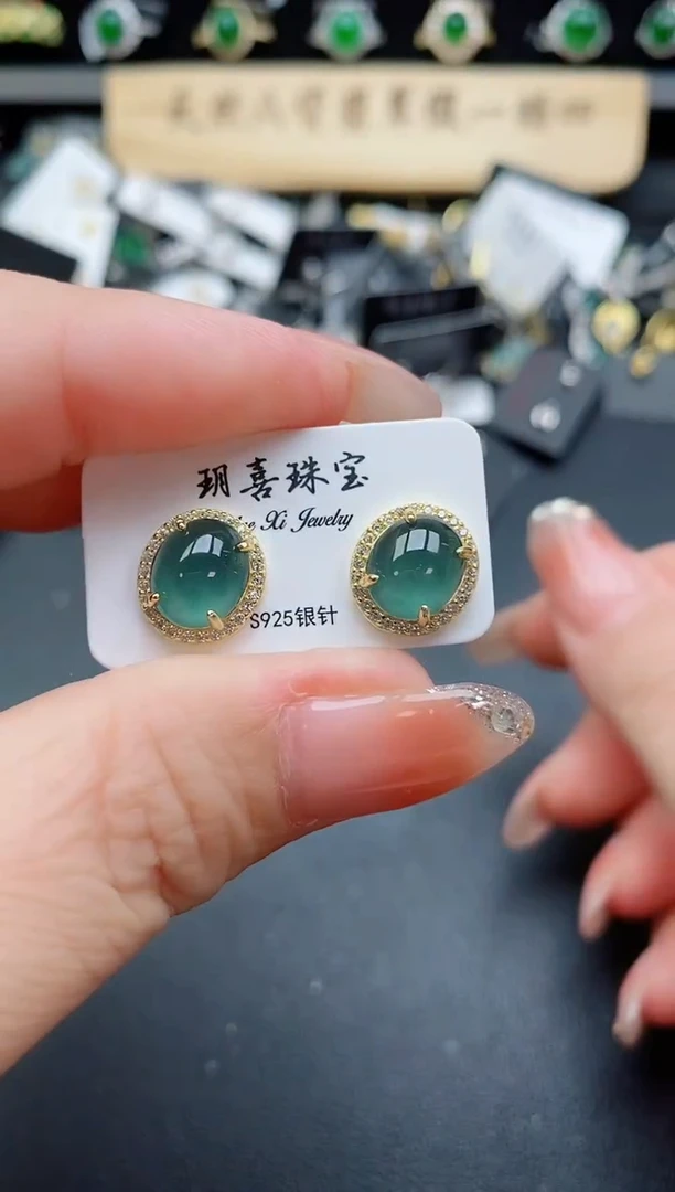 银S925镶嵌戒指翡翠1