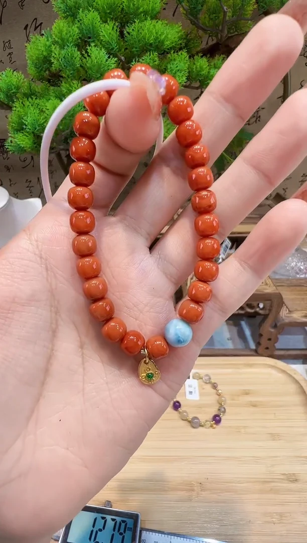 手串银S925镶嵌南红玛瑙手饰@@