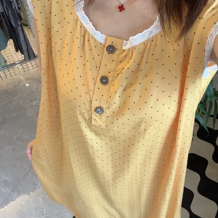 天丝莱赛尔绵绸夏季女士蕾丝睡裙外穿裙时尚薄款无袖80-180透气吸