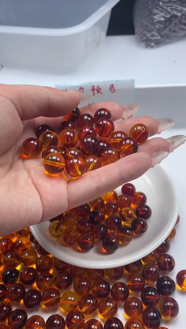 未镶嵌颈饰蜜蜡w2381烟丝药珀12mm*10颗