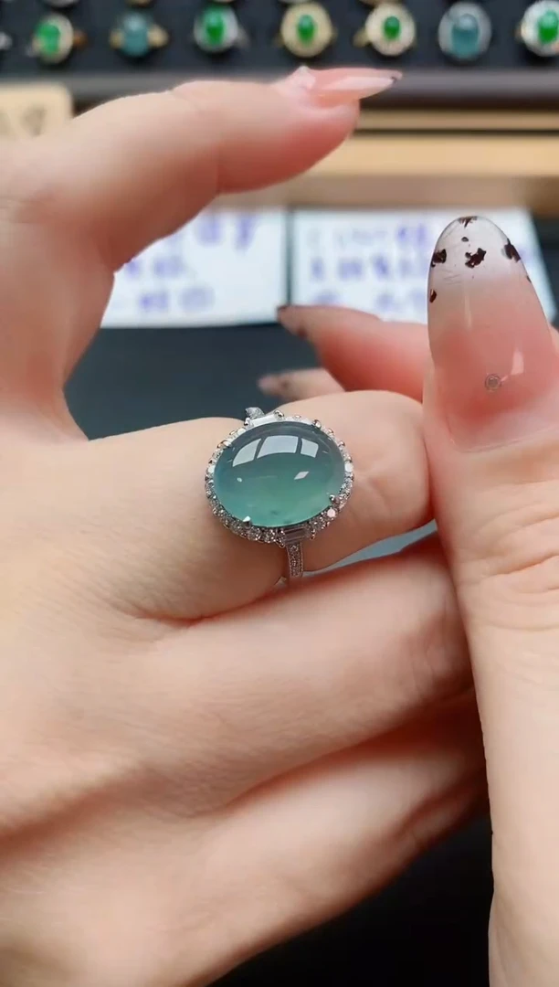 银S925镶嵌戒指翡翠1