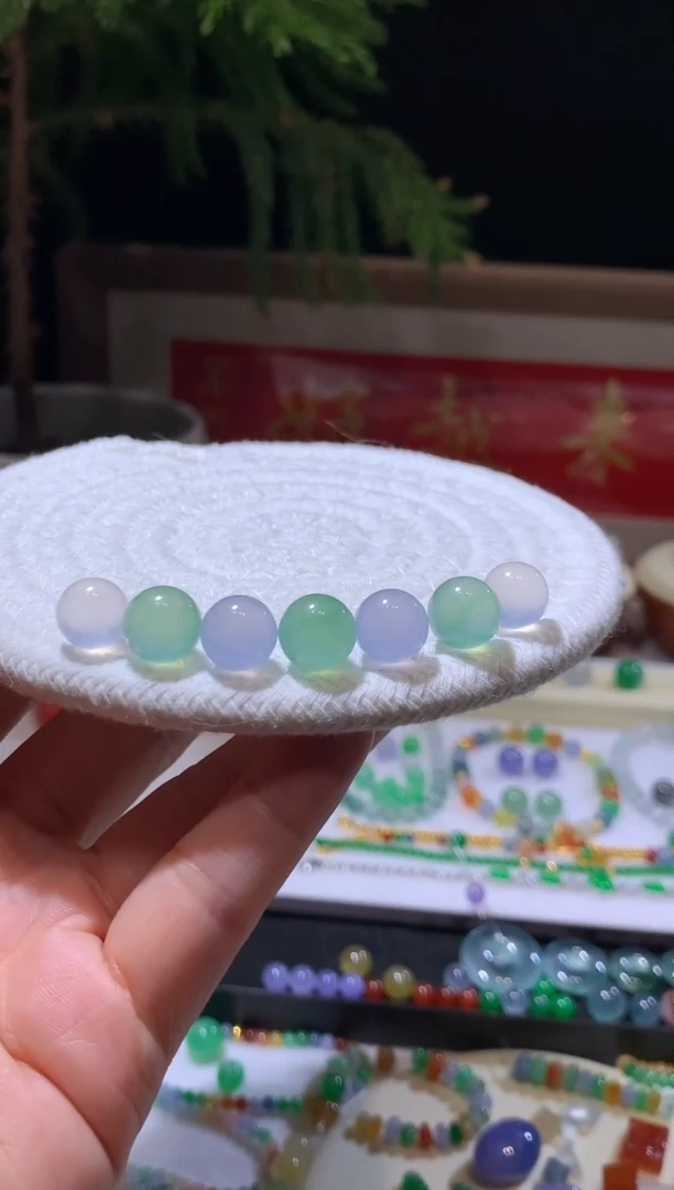 未镶嵌定制翡翠10卡珠子七颗一组