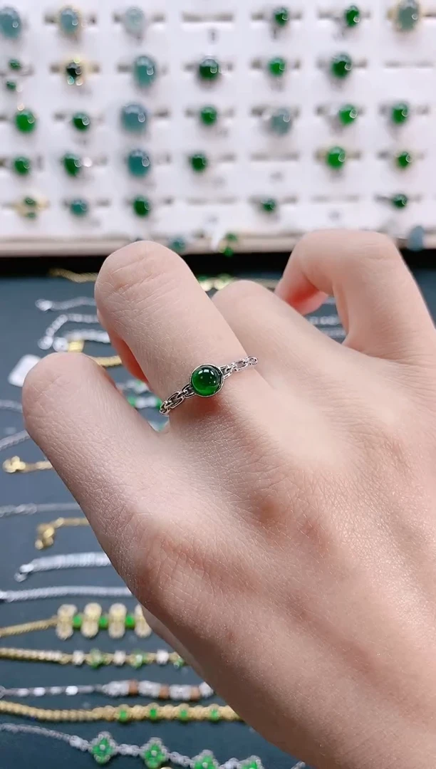 【闪购商品】翡翠戒指银S925镶嵌天然翡翠