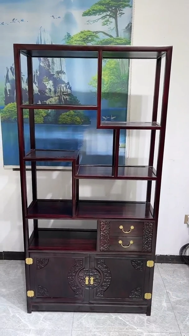 黑酸枝木类成套家具博古架