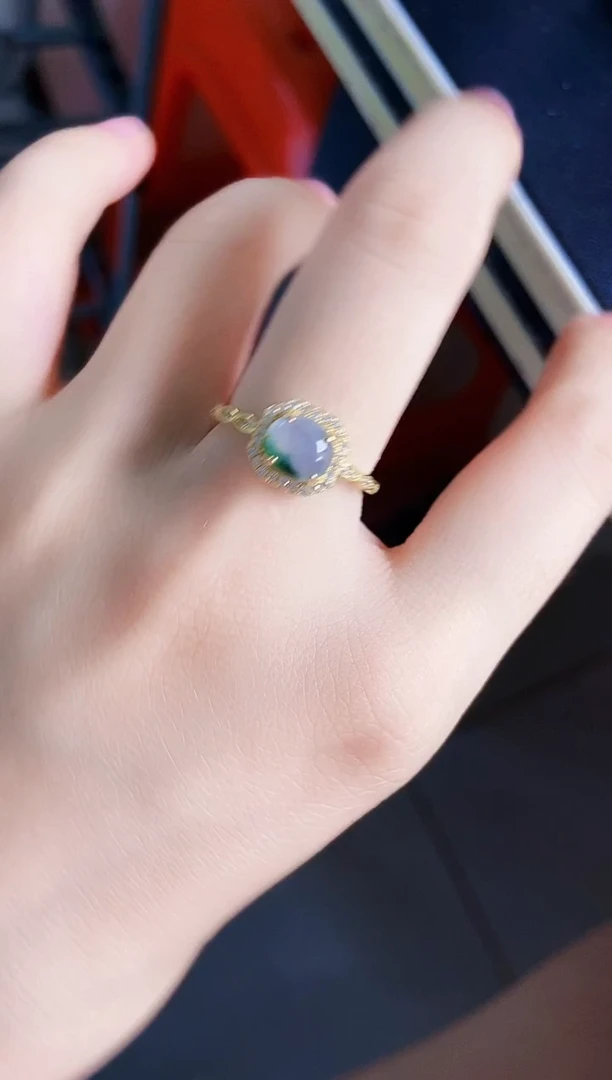 翡翠戒指银S925镶嵌12