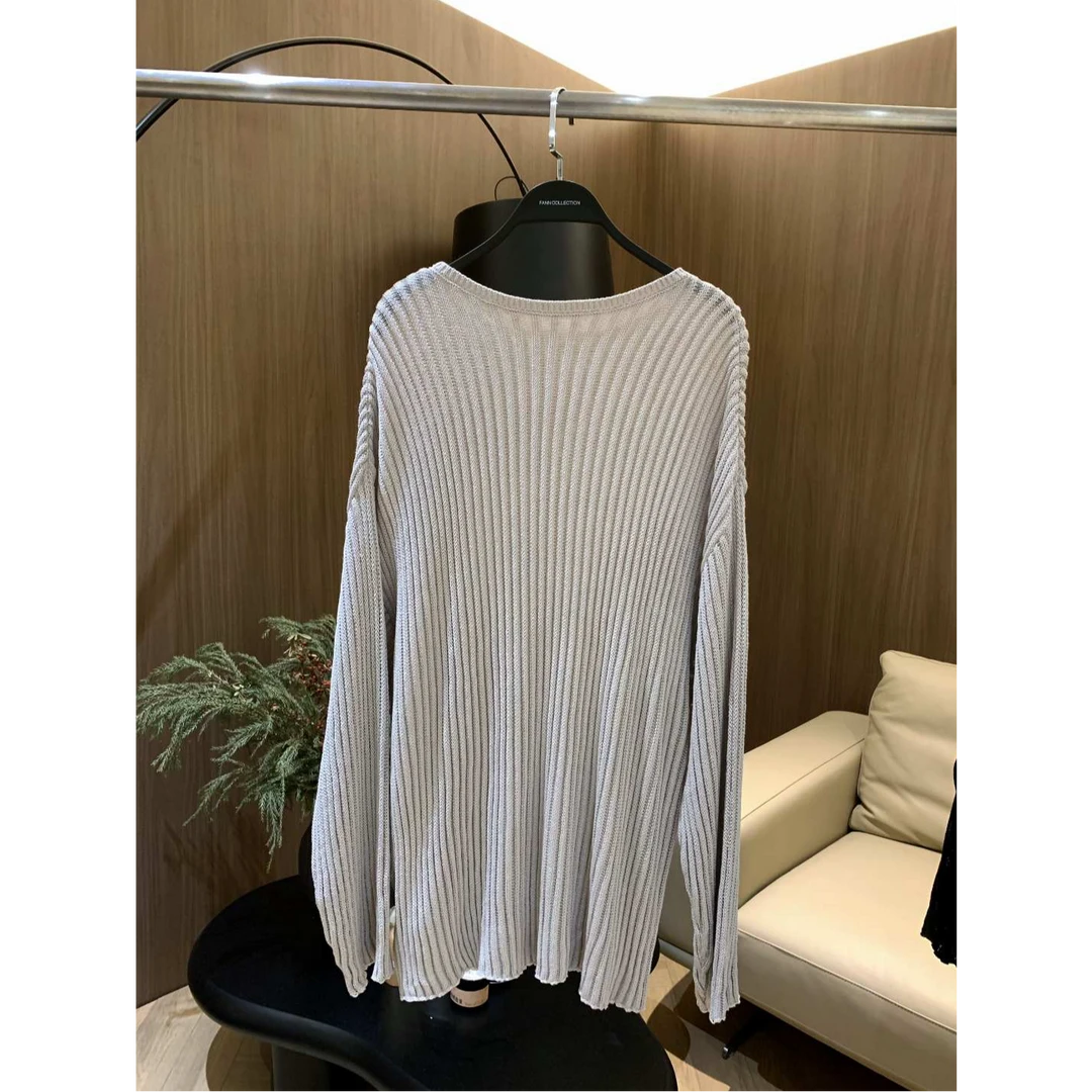 饭饭FANN COLLECTION 慵懒气质圆领镂空条纹罩衫FANNA152