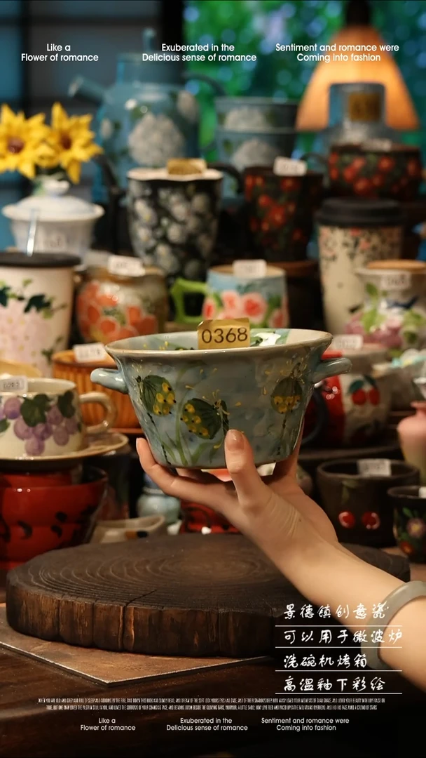 陶瓷景德镇高温釉下彩手工手绘款式@A0368@