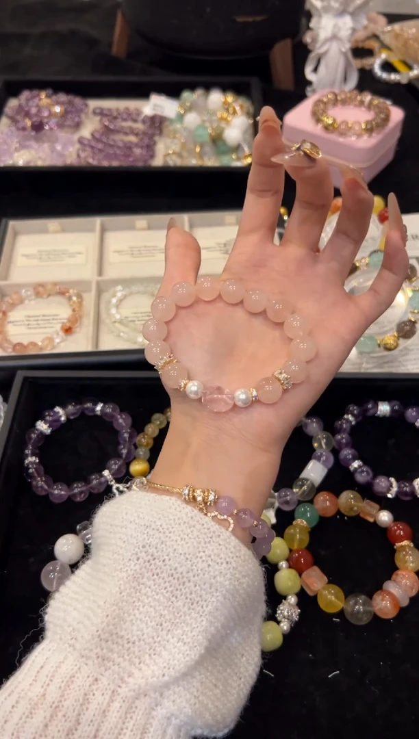 未镶嵌手绳水晶西柚粉kt手串