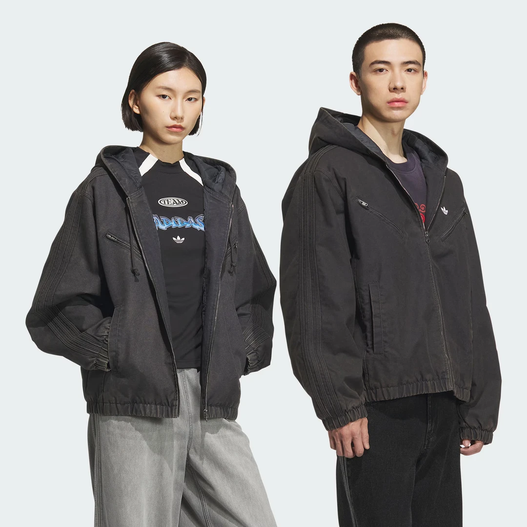 adidas阿迪达斯三叶草 时尚百搭秋冬保暖运动宽松连帽棉服 KC2640