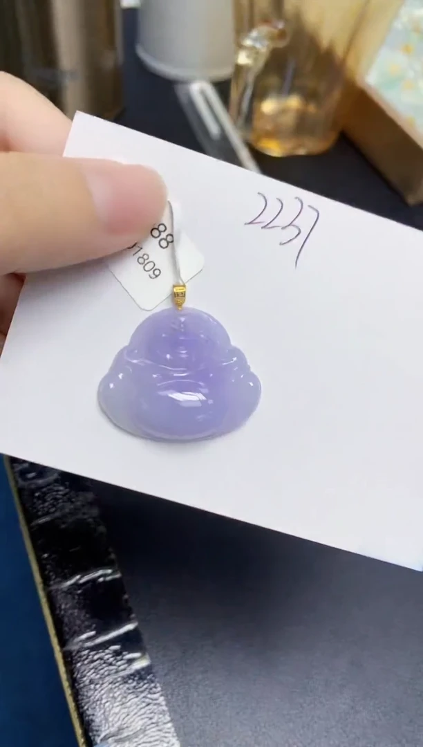 翡翠18K金镶嵌颈饰天然缅甸翡翠A货