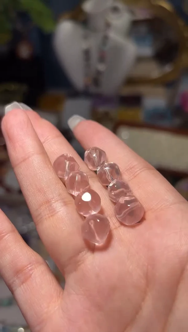 水晶手串未镶嵌A30粉水晶菠罗珠一个卡9